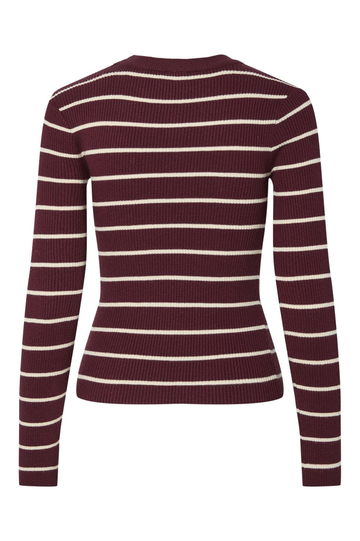 Pieces - Pcmira New Ls O-Neck Knit - 4803165 Tawny Port Birch Narrow