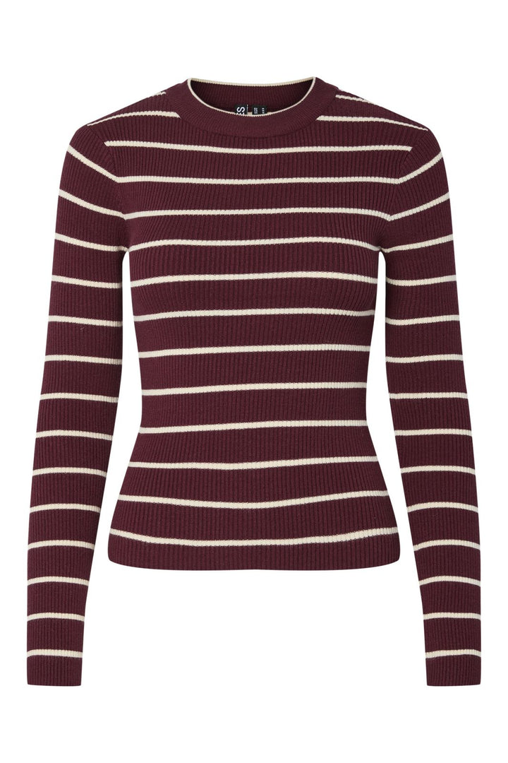 Pieces - Pcmira New Ls O-Neck Knit - 4803165 Tawny Port Birch Narrow