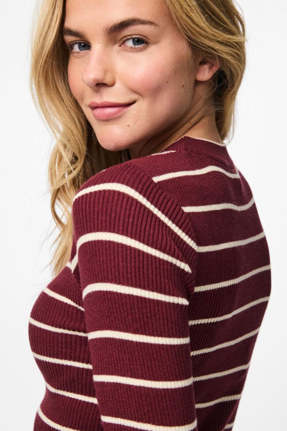 Pieces - Pcmira New Ls O-Neck Knit - 4803165 Tawny Port Birch Narrow