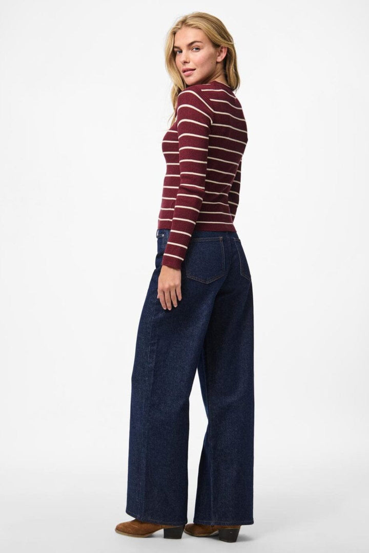 Pieces - Pcmira New Ls O-Neck Knit - 4803165 Tawny Port Birch Narrow
