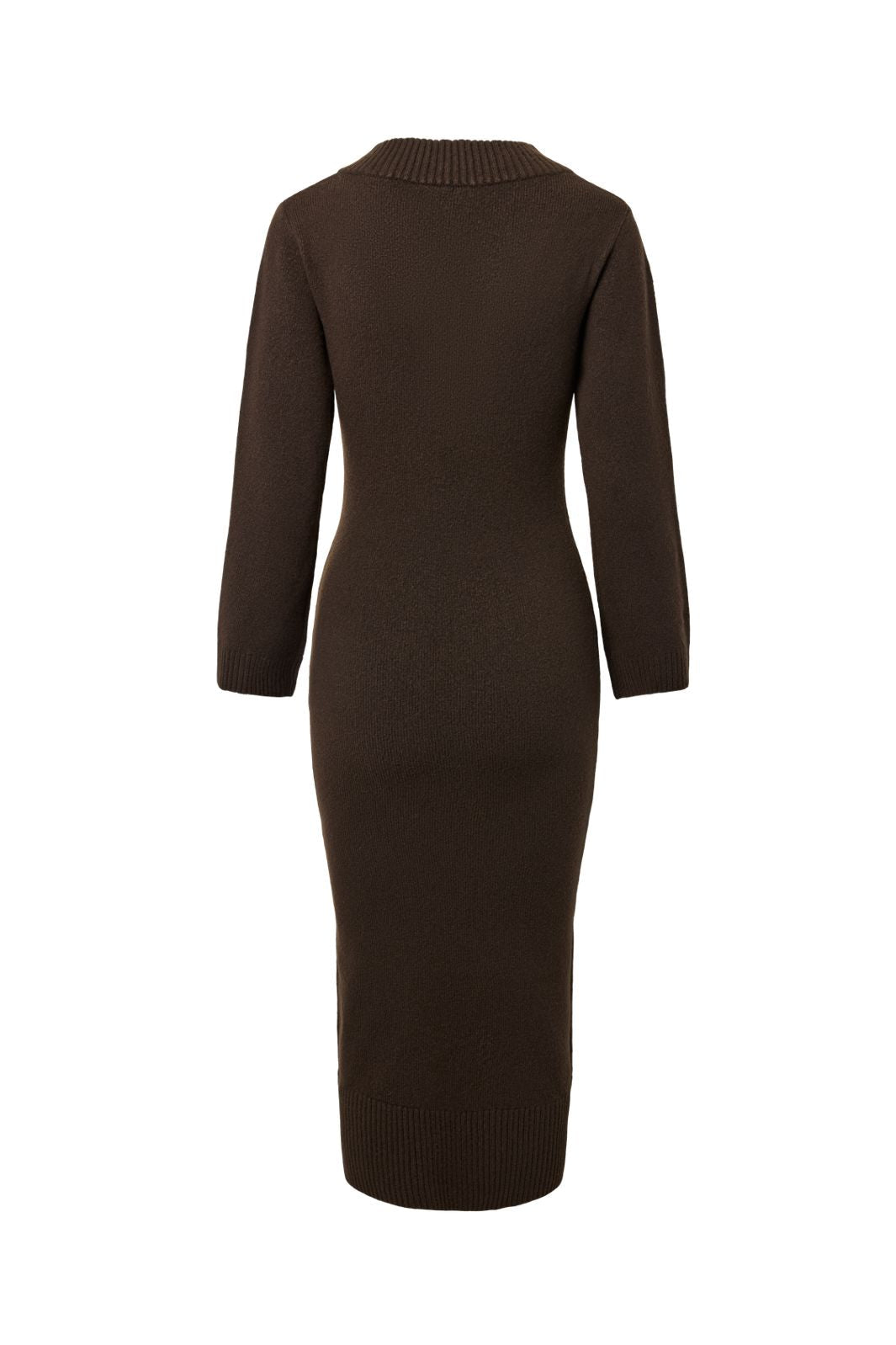 Pieces - Pcmolly Ls V-Neck Knit Dress - 5201239 Hot Fudge