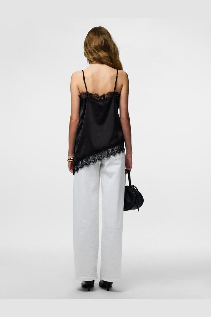 Pieces - Pcnomi Strap Satin Lace Top - 5072977 Black