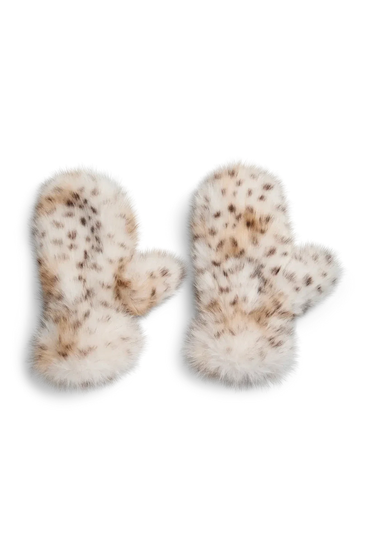 Pieces - Pcplush Fluffy Mittens - 5023213 Cloud Dancer Leopard Handsker & Vanter 