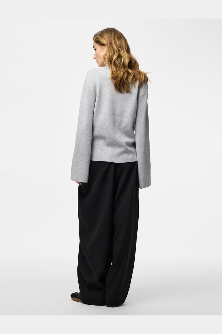 Pieces - Pcraja Ls Zip Knit Cardigan - 4890824 Light Grey Melange