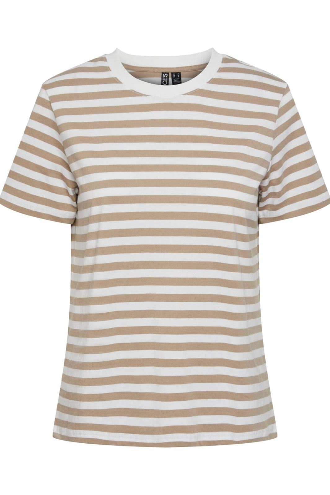 Pieces - Pcria Ss Tee Stripes - 4400579 Silver Mink Bright White T-shirts 