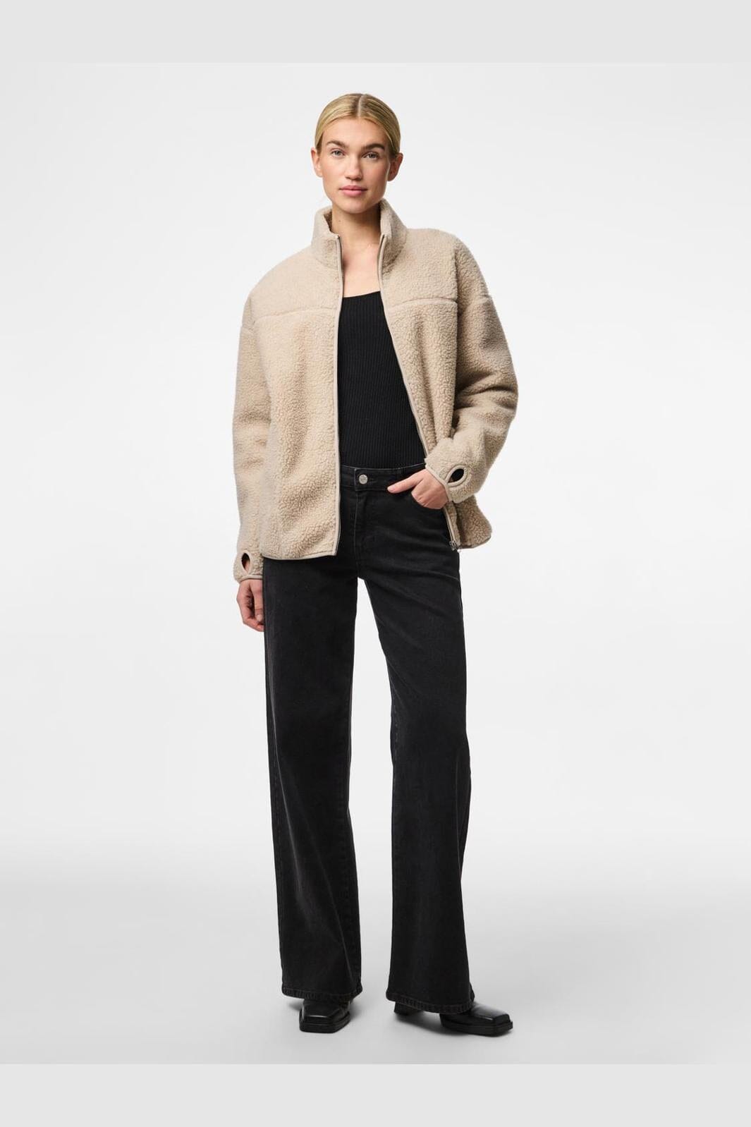 Pieces - Pcsadia Ls Teddy Jacket - 4640680 Silver Gray