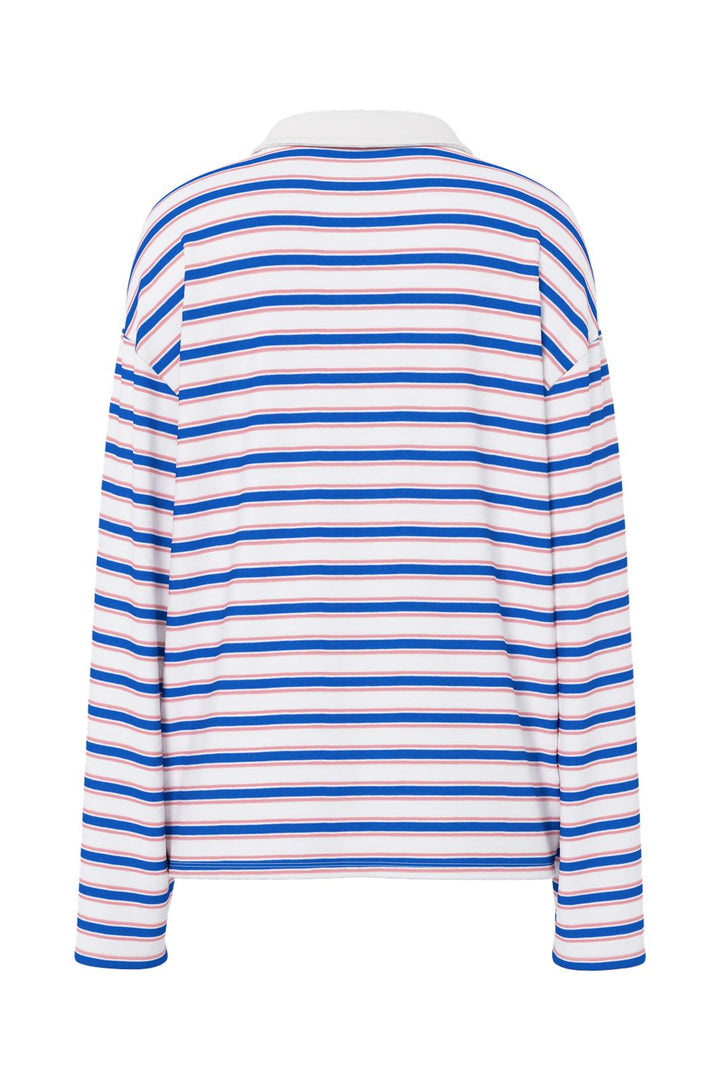 Pieces - Pcsadie Ls Polo Top - 5208287 Cloud Dancer 3 Sea Pink & Nautical Blue