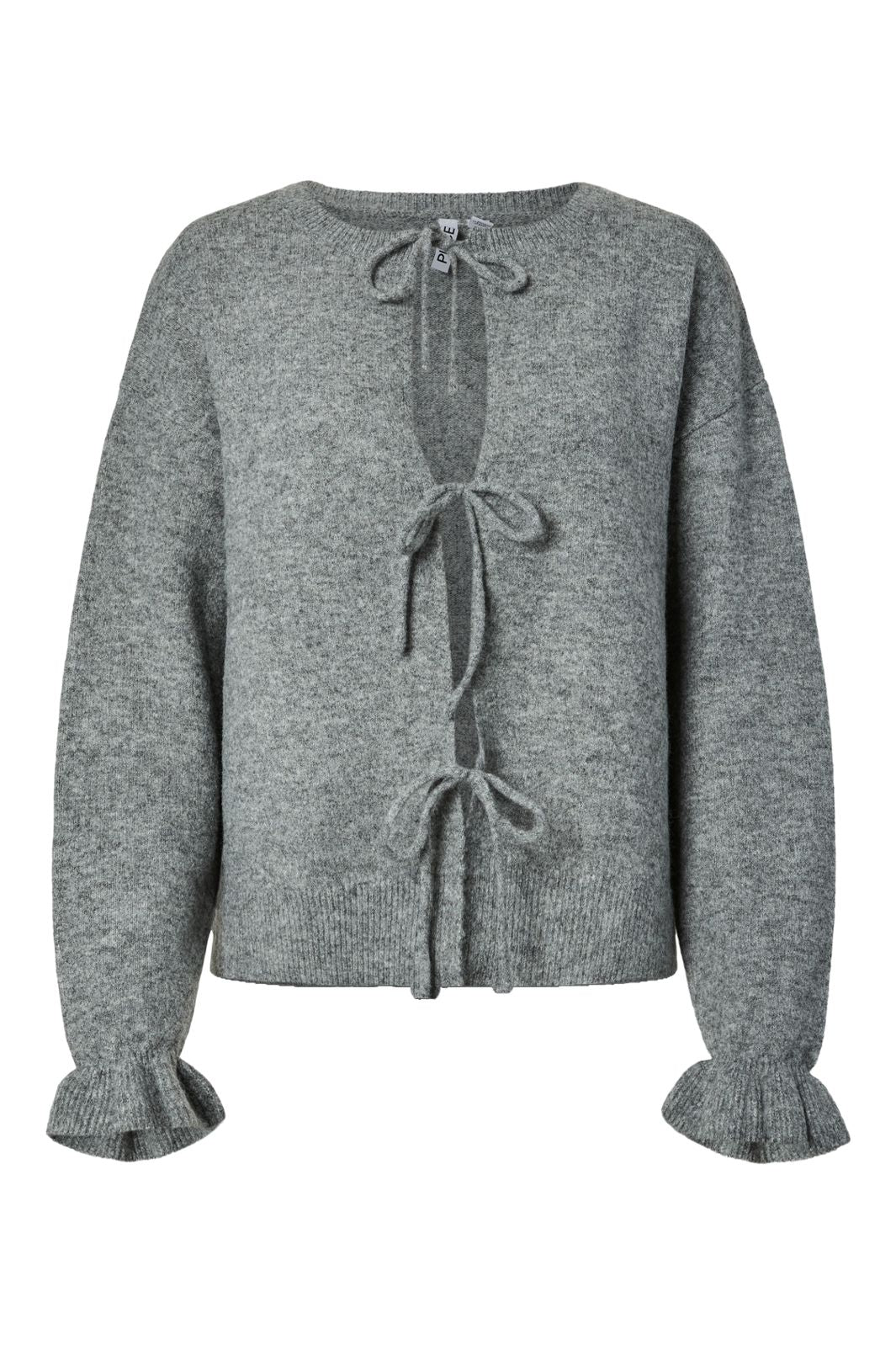 Pieces - Pcsally Rev Frill Cardigan Knit - 5050696 Medium Grey Melange