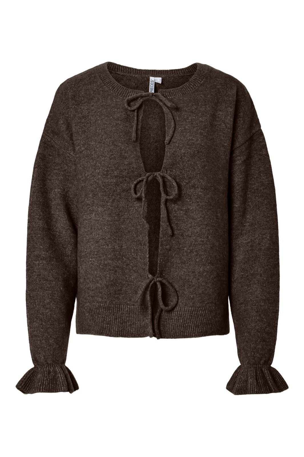 Pieces - Pcsally Rev Frill Cardigan Knit - 5103928 Hot Fudge Melange