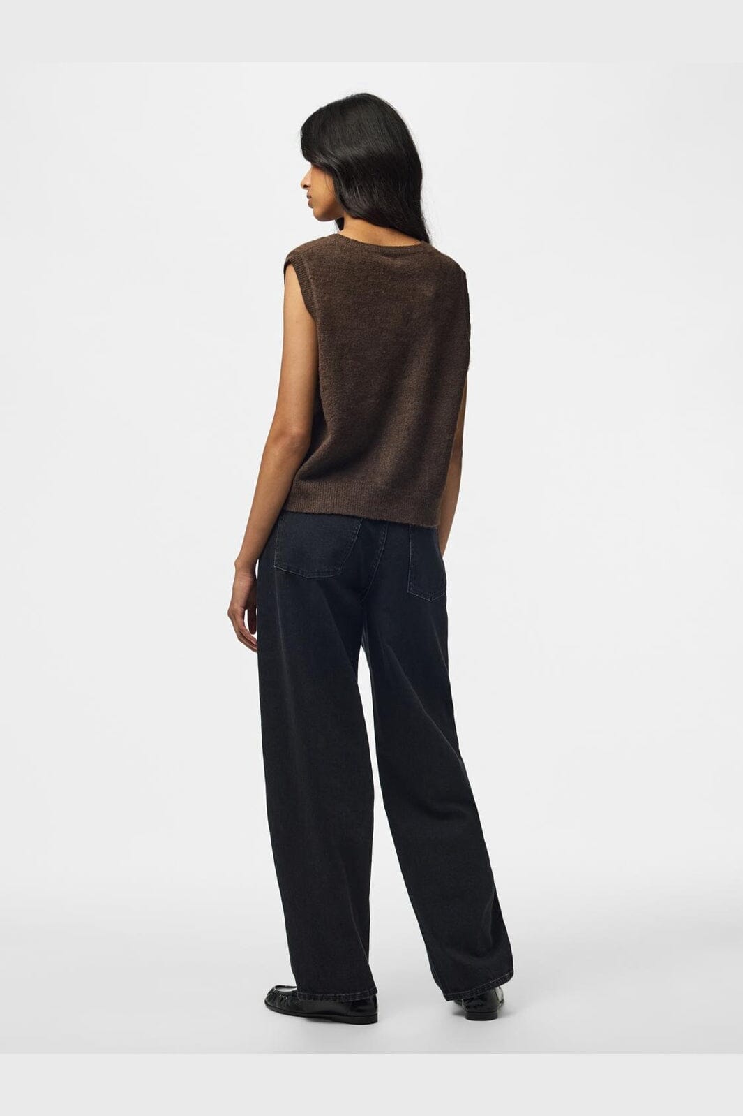 Pieces - Pcsally Sl V-Neck Knit Vest - 5105005 Hot Fudge Melange