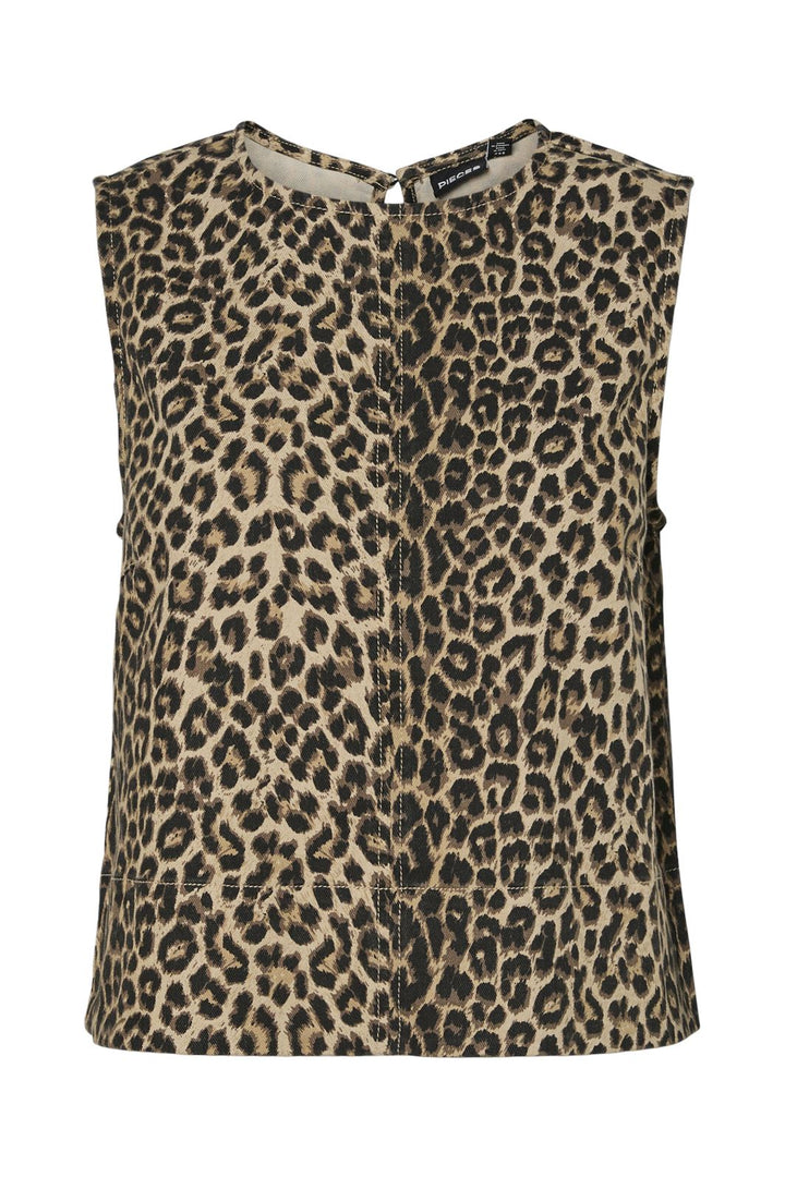 Pieces - Pcsalume Sl Denim Top - 4766980 White Pepper Leo