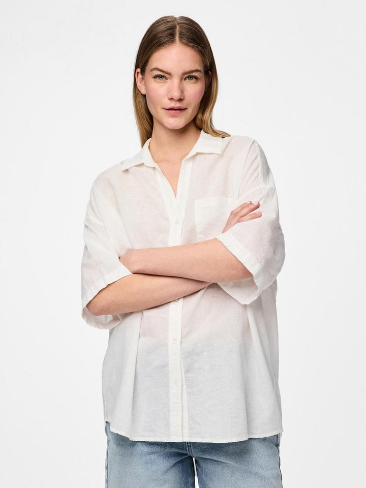 Pieces - Pcsatinka 2/4 Shirt - 4684726 Cloud Dancer