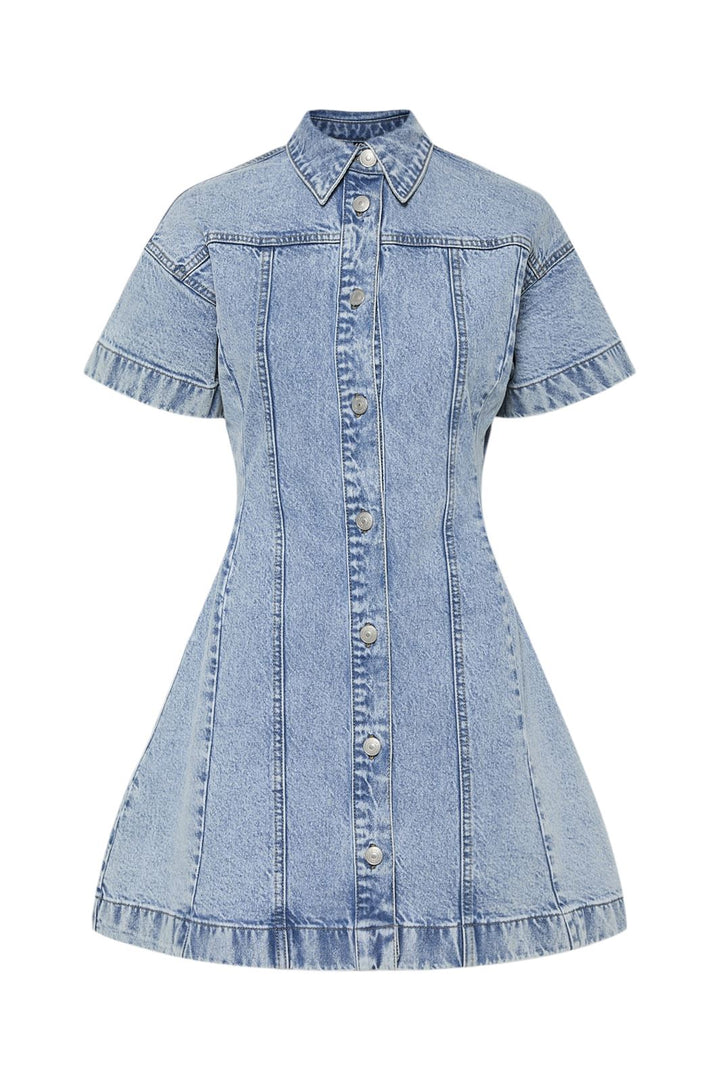 Pieces - Pcsilke A-Shape Denim Dress - 4687802 Light Blue Denim