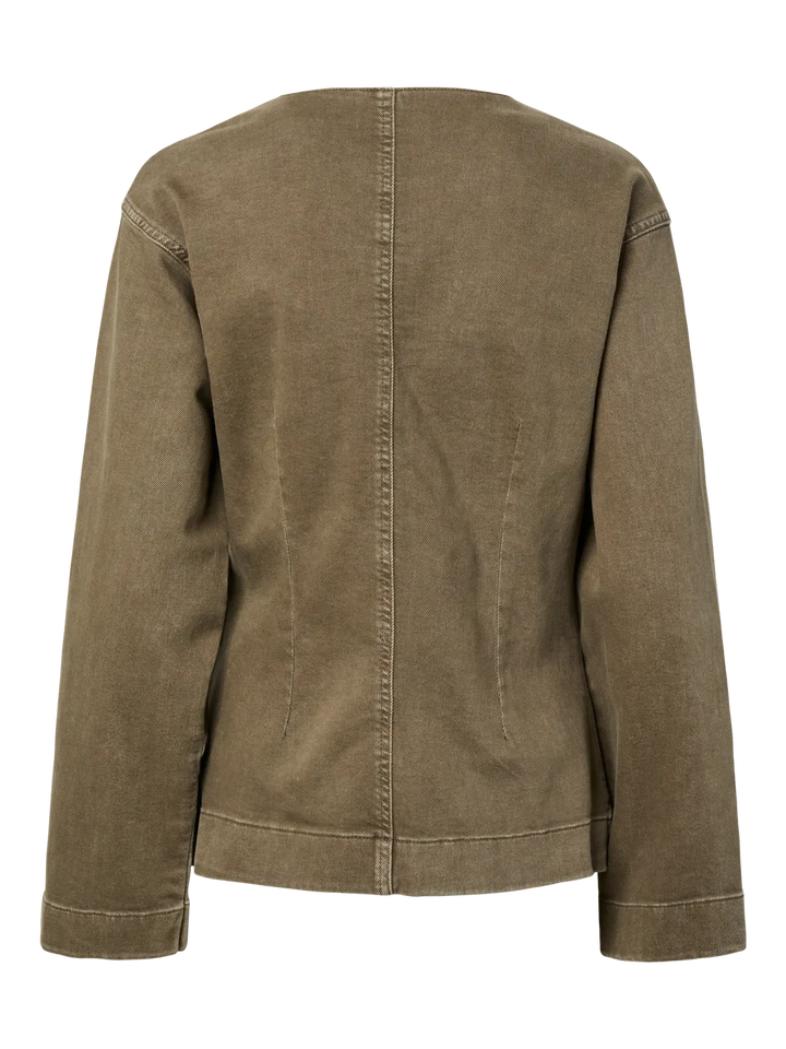 Pieces - Pcsilke Ls Col Denim Shirt - 5003563 Military Olive Skjorter 
