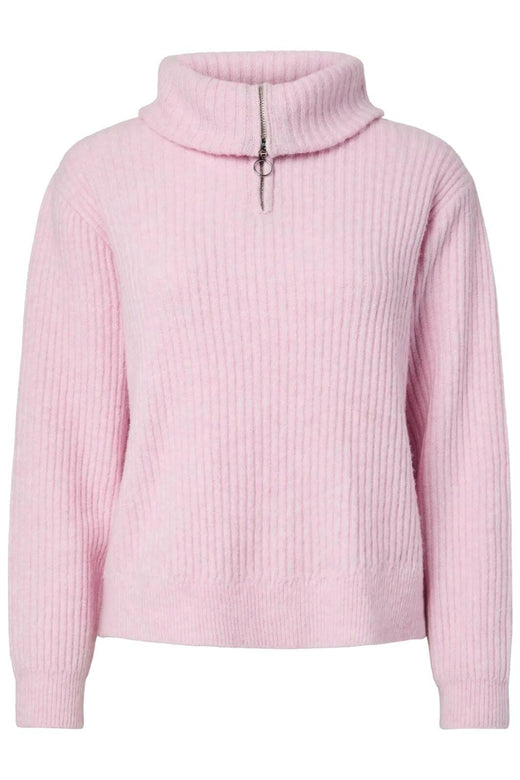 Pieces - Pcsilly Ls Half Zip Knit - 5099227 Roseate Spoonbill Melange Strikbluser 