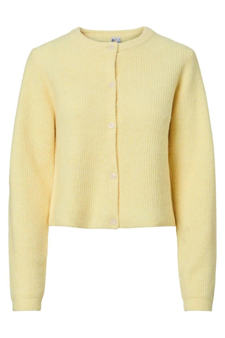 Pieces - Pcsilly Ls O-Neck Knit Cardigan - 4963881 Pale Banana Melange Cardigans 