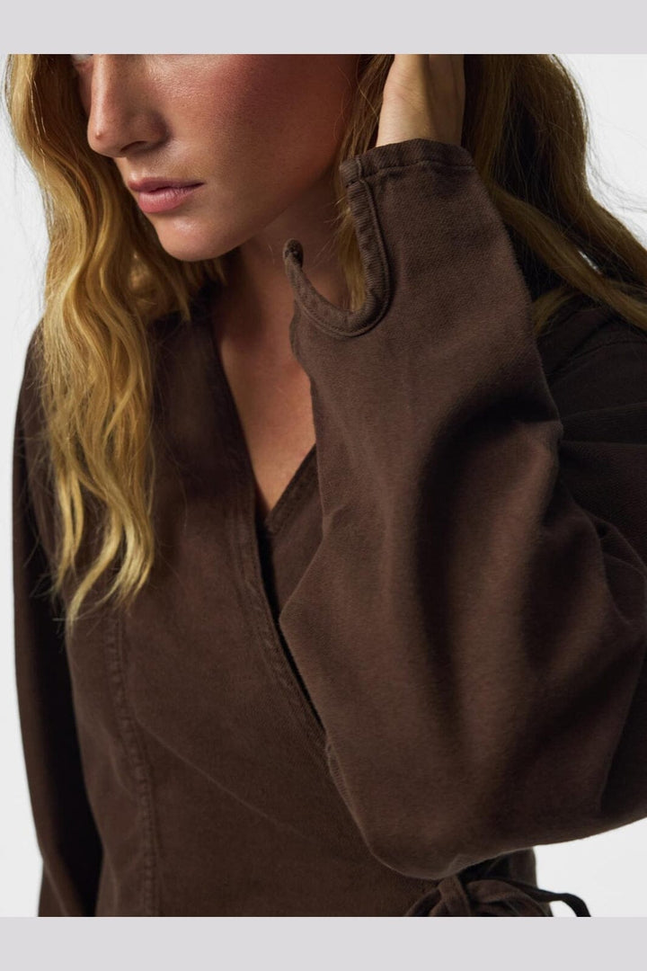Pieces - Pcsilvia Ls Wrap Shirt - 5190497 Hot Fudge