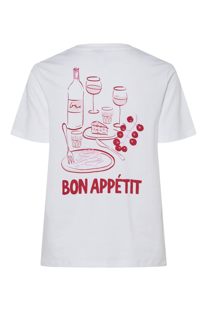 Pieces - Pctalia Ss Printed T-Shirt - 4730254 Bright White Bon Appetit