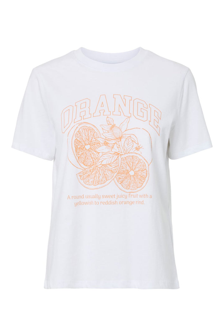 Pieces - Pctille Ss O-Neck Tee Pp - 4936515 Bright White Orange