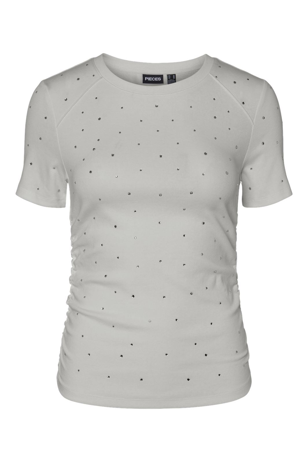 Pieces - Pctyler Ss Rhinestone Tee - 4793537 Light Grey Melange