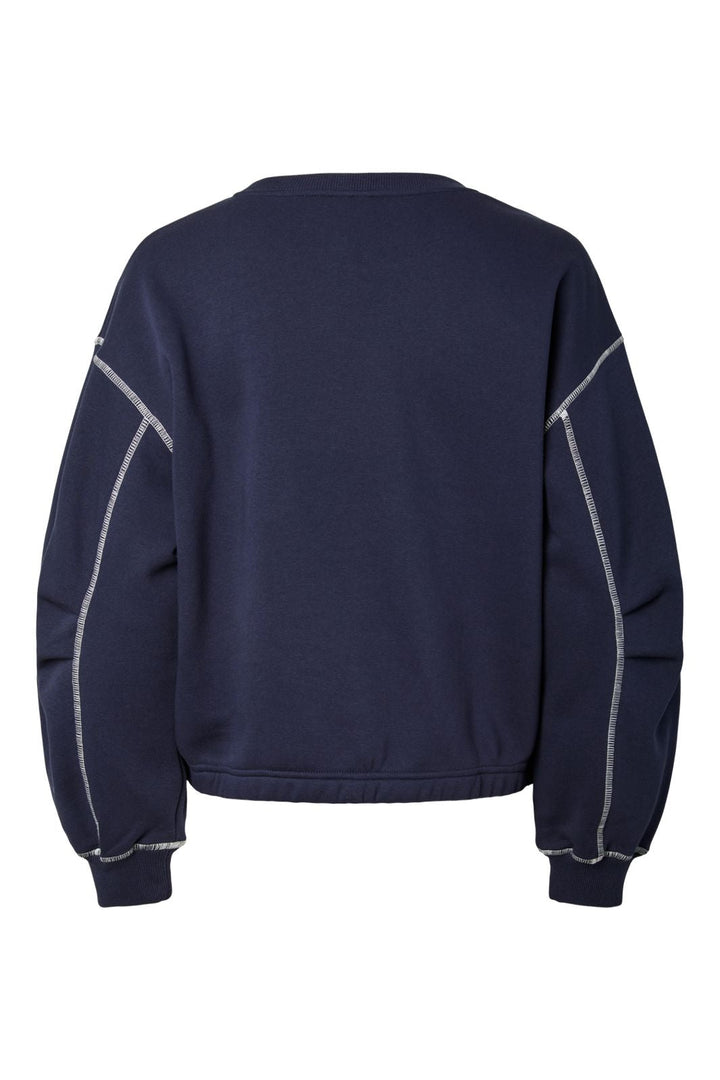 Pieces - Pcvega Ls Contrast Sweat - 5124544 Maritime Blue White Contrast