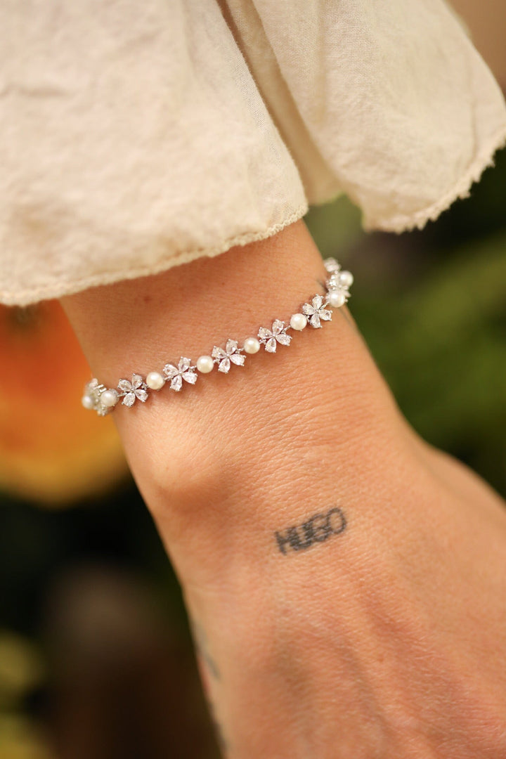 Rooted - Silver Daisy Bracelet - Forsølvet Armbånd 