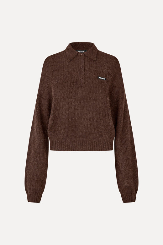Rotate - Fluffy Knit Polo 1172071667 - 1667 Molé Strikbluser 