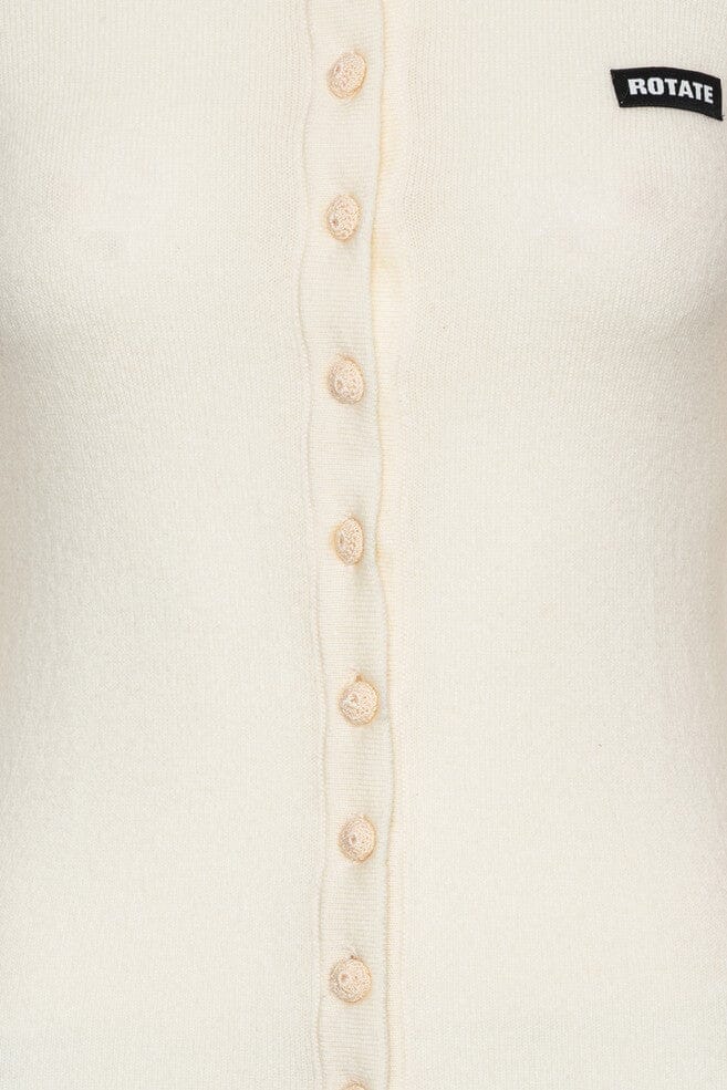 Rotate - Knitted Polo Top 116680857 - 857 Egret Strikbluser 