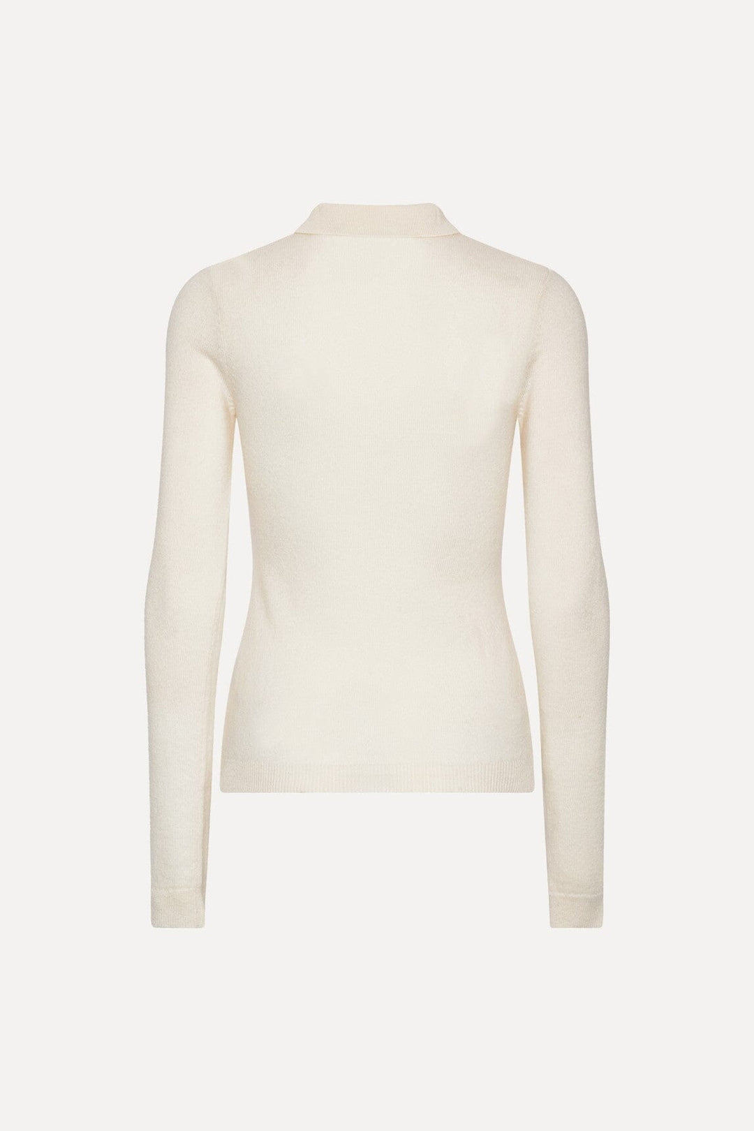 Rotate - Knitted Polo Top 116680857 - 857 Egret Strikbluser 