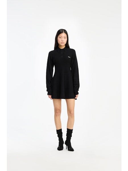 Rotate - Slinky Knit Polo Dress 115488100 - BLACK Kjoler 