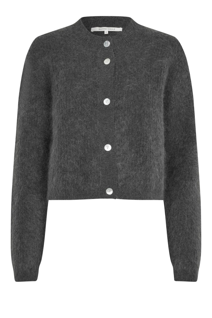 Second Female - Andrea Knit Rib LS Cardigan 60126 - 7037 Volcanic Ash