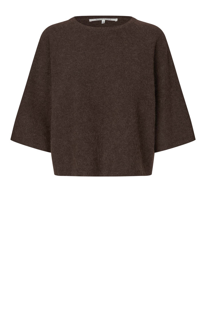 Second Female - Gabby Knit SS O-Neck 61066 - 6156 Demitasse Strikbluser 