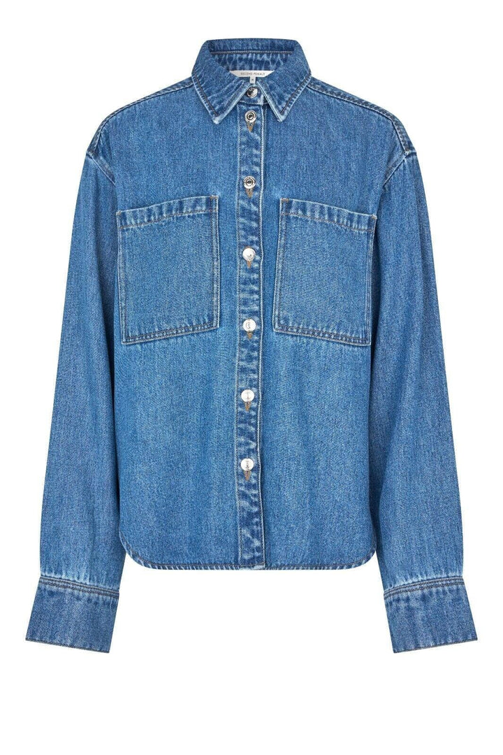 Second Female - Irvina Denim Shirt 60585 - 5997 Blue denim Skjorter 