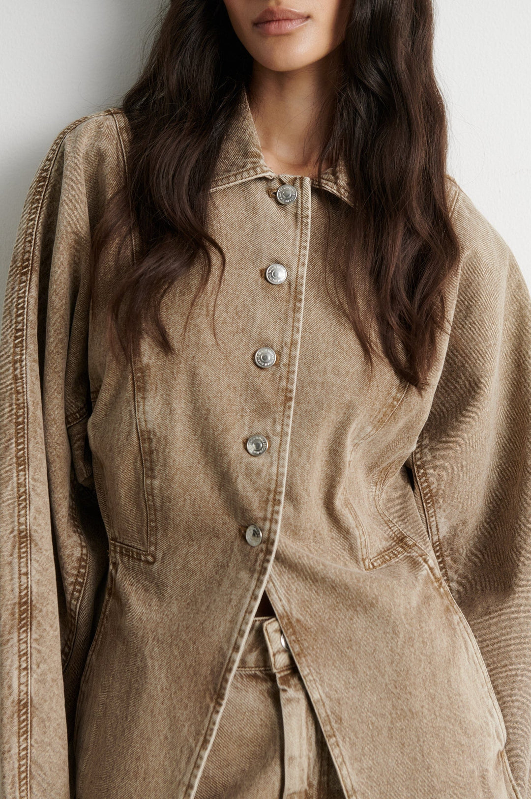 Second Female - Isana Fitted Denim Jacket 61291 - 6016 Camel Jakker 