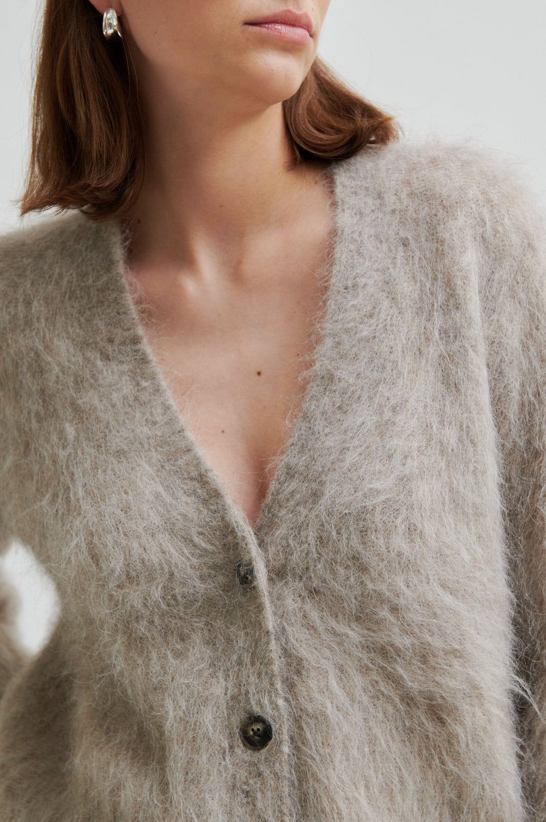 Second Female - Karla Knit Cardigan 60286 - 1043 Pumice Stone Strikbluser 