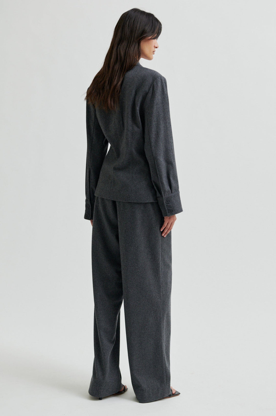 Second Female - Milea Wrap Shirt 60267 - 7003 Dark grey melange Skjorter 