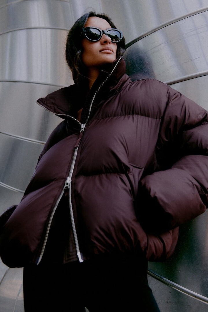 Second Female - Riya Puffer Jacket 59951 - 6021 Chocolate Plum Jakker 