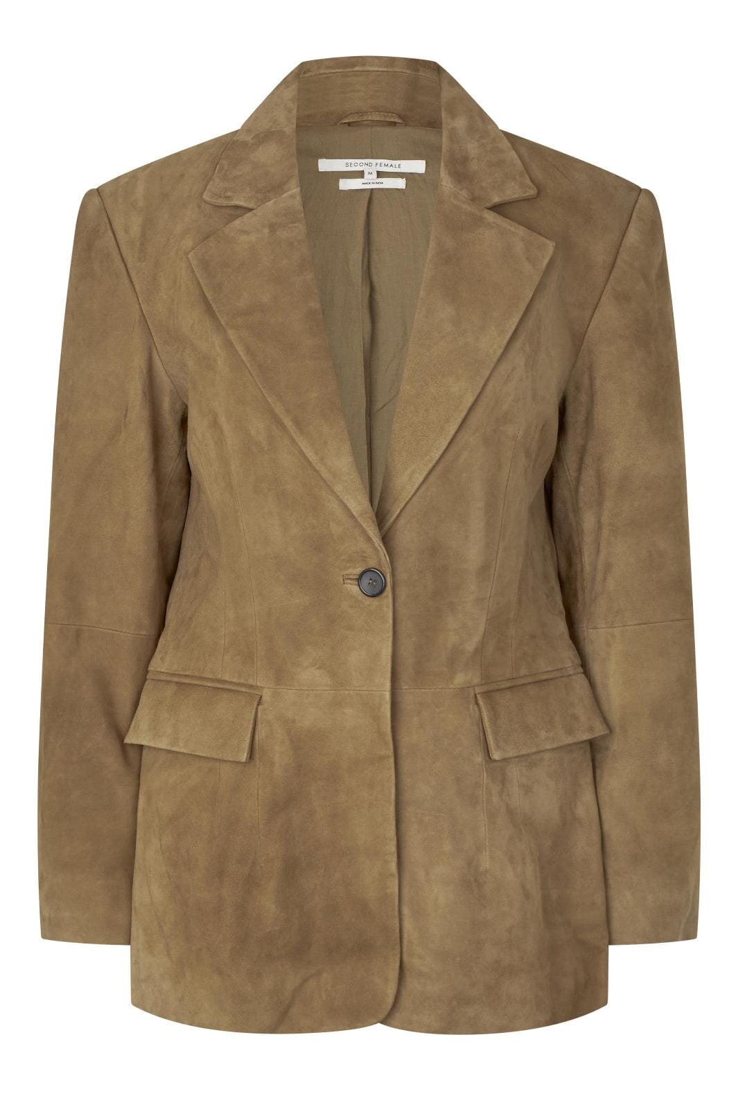 Second Female - Suellen Fitted Suede Blazer 60521 - 6152 Petrified Oak Blazere 