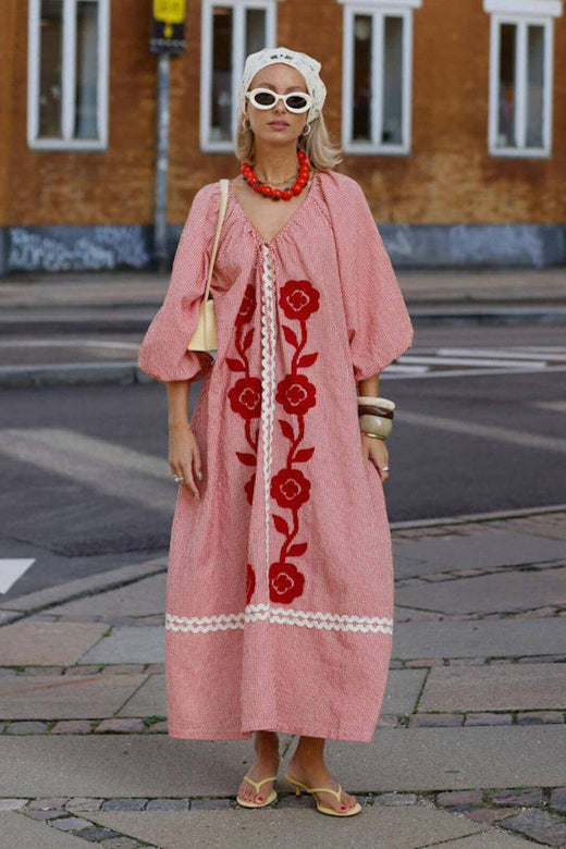 Sissel Edelbo - Abelone Dress SE 1794 - Red Flower Kjoler 