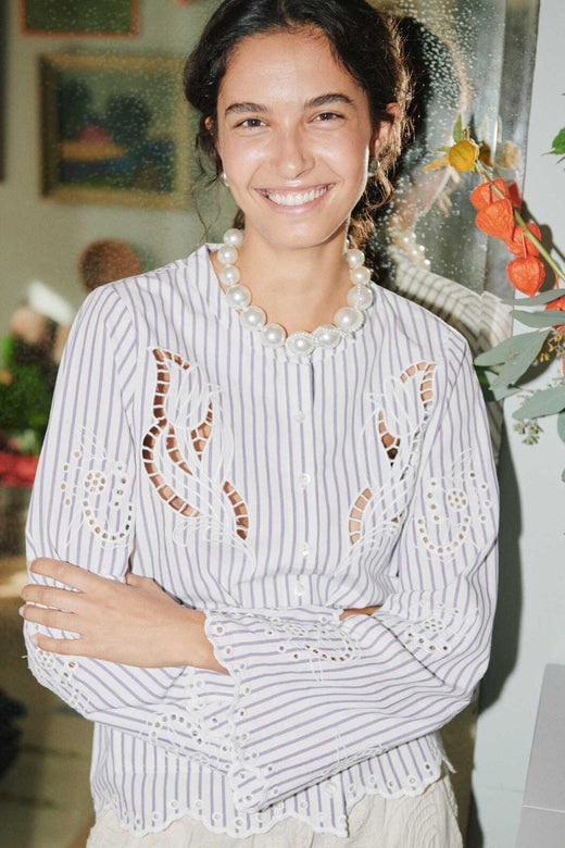 Sissel Edelbo - Cecilie Shirt SE 1897 - Purple Stripes Bluser 