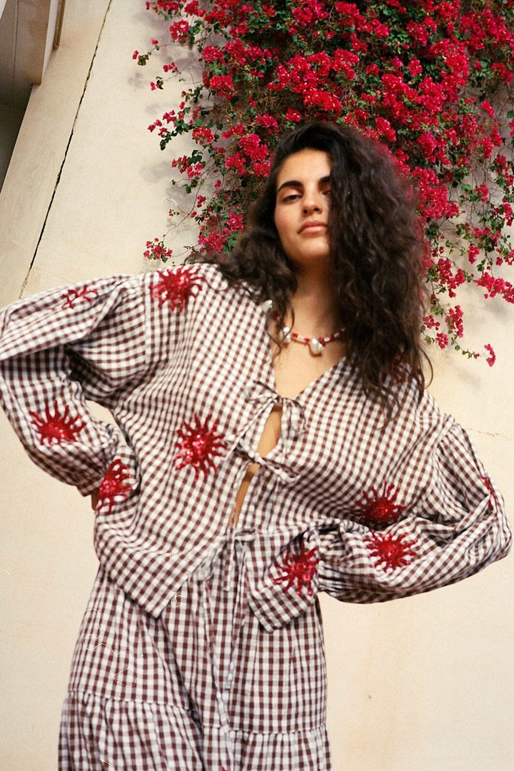 Sissel Edelbo - Nanette Top SE 1623 - Brown Checks