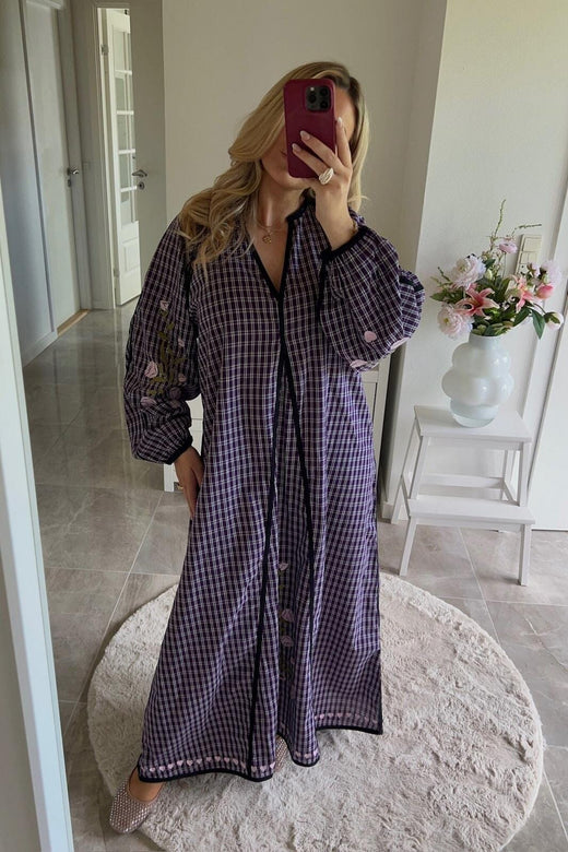 Sissel Edelbo x Molly&My - Fran Dress SE 2117 - Purple Checks Kjoler 