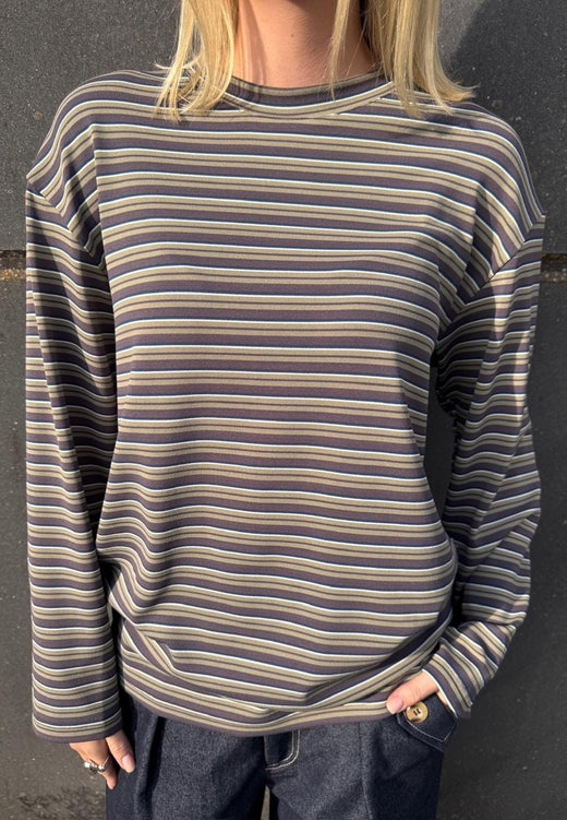 Sisters Point - Esther-Ls1 20417 - 832 - Berry/Khaki Stripes Bluser 