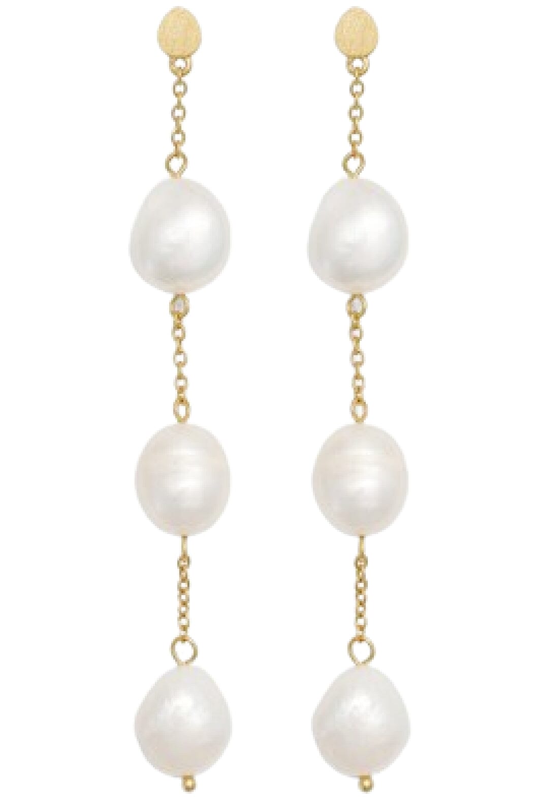 Sorelle Jewellery - 3-Pearls Earchain - Forgyldt Øreringe 