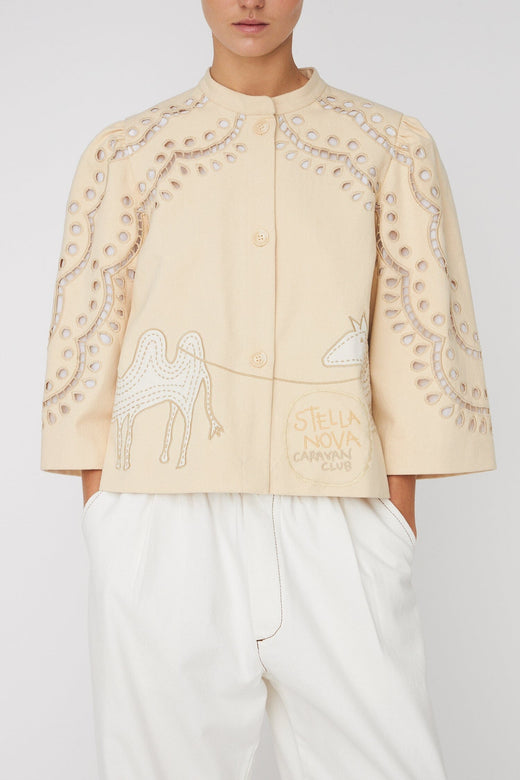 Stella Nova - Embroidery Anglaise Jacketht62-7464 - 036 Creme Tones Jakker 