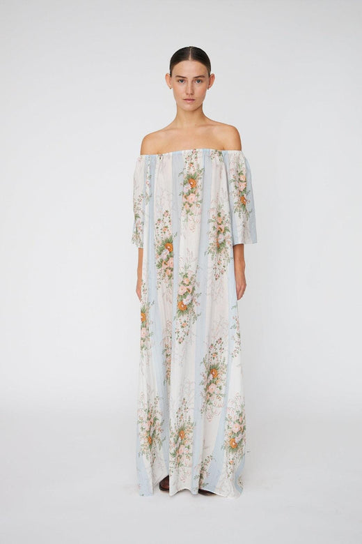 Stella Nova - Loose Maxi Dress With Drop Shouldersln62-4452 - 462 Creme Multicolour Flowers Kjoler 