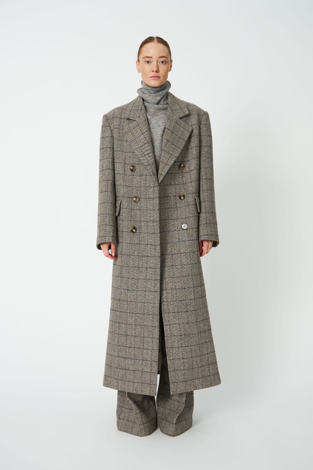 Stella Nova - Masculine Oversized Coat Fc63-7615 - 917 Warm Grey MéLange Frakker 