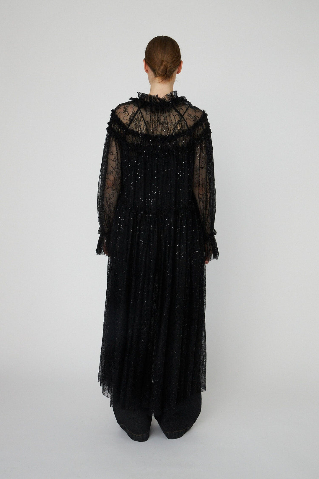 Stella Nova - Sheer Lace Maxi Cape Dressls54-4306 - 999 Black Kjoler 