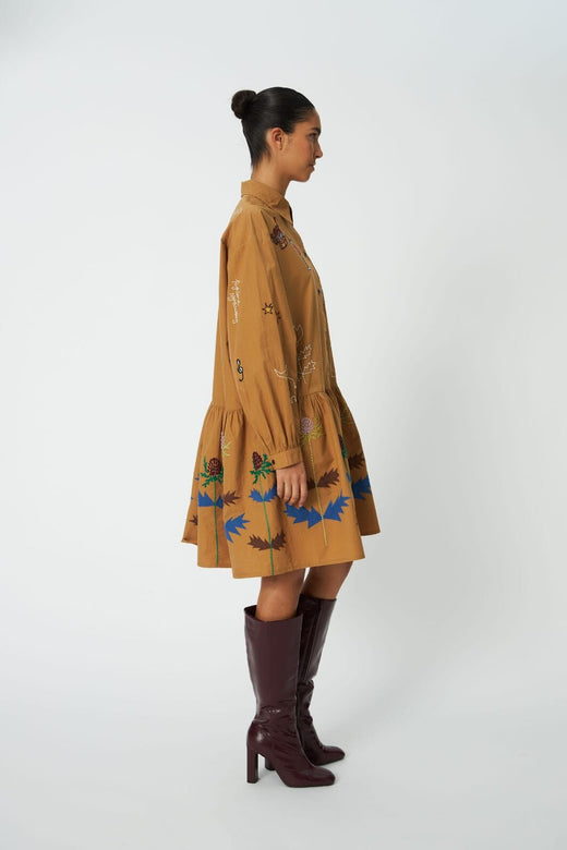 Stella Nova - Small Embroidery Dress Co63-4568 - 196 Khaki Kjoler 