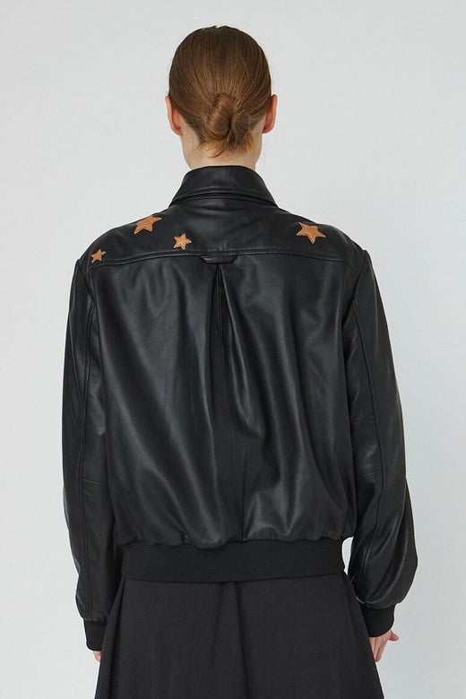 Stella Nova - Starlight Leather Bomber Jacketsl54-7328 - 999 Black Jakker 